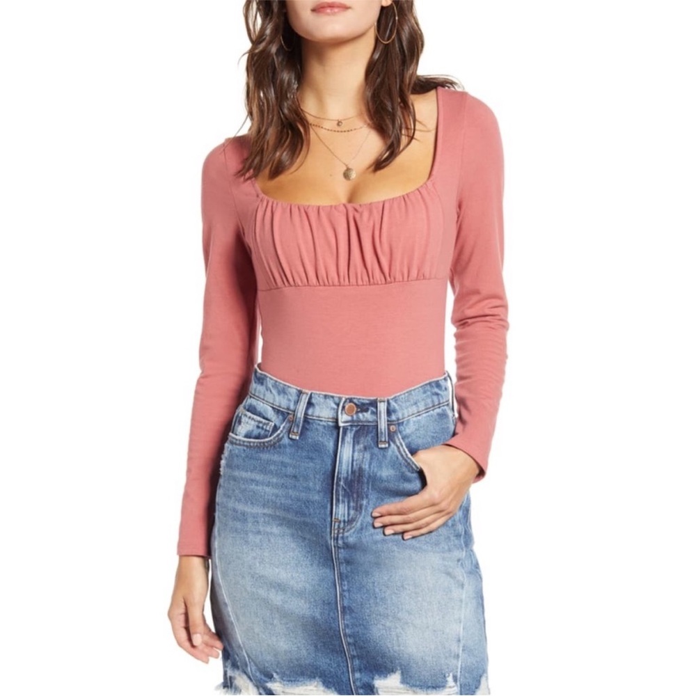 All in Favor Mauve Long Sleeve Bodysuit - Size Small - NWT